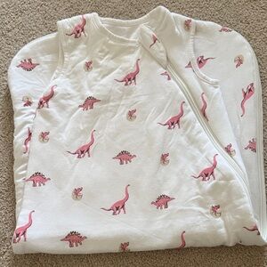 Kyte BABY White Sleep Sack with Pink Dinosaur Print